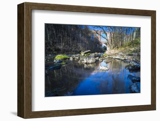 Autumn Foliage in a Stream Course, Magpie's Valley Bridge, Saxony, Germany-Falk Hermann-Framed Photographic Print