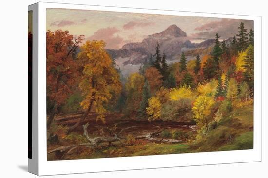 Autumn Foliage in the White Mountains (Mount Chocorua), 1862 (Oil on Board)-Jasper Francis Cropsey-Stretched Canvas