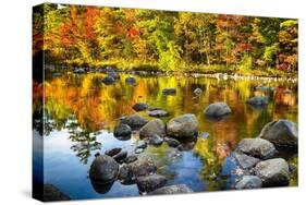 Autumn Foliage River Reflections-George Oze-Stretched Canvas