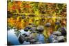 Autumn Foliage River Reflections-George Oze-Stretched Canvas