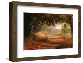 Autumn Forest Path-null-Framed Art Print