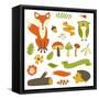 Autumn Forest, Woodland Animals, Flowers and Ribbons-Alisa Foytik-Framed Stretched Canvas