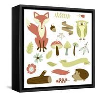 Autumn Forest, Woodland Animals, Flowers and Ribbons-Alisa Foytik-Framed Stretched Canvas