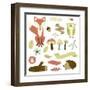 Autumn Forest, Woodland Animals, Flowers and Ribbons-Alisa Foytik-Framed Art Print