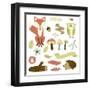 Autumn Forest, Woodland Animals, Flowers and Ribbons-Alisa Foytik-Framed Art Print