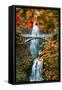 Autumn Frame at Multnomah Falls, Columbia River Gorge, Oregon-Vincent James-Framed Stretched Canvas