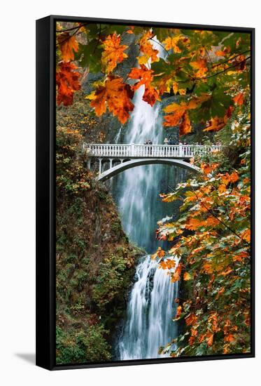 Autumn Frame at Multnomah Falls, Columbia River Gorge, Oregon-Vincent James-Framed Stretched Canvas