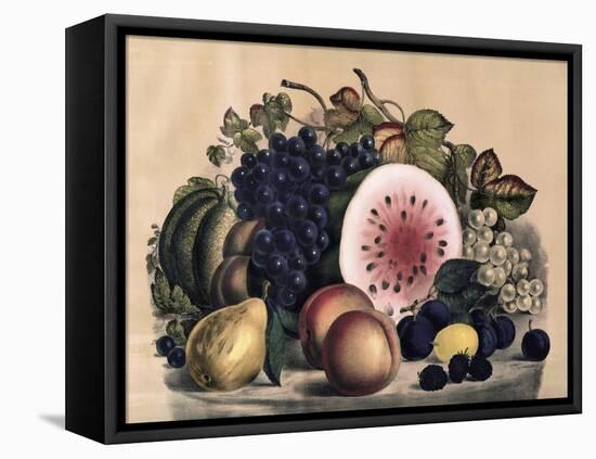 Autumn Fruit-Currier & Ives-Framed Stretched Canvas