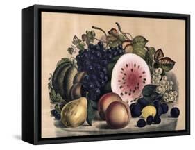 Autumn Fruit-Currier & Ives-Framed Stretched Canvas