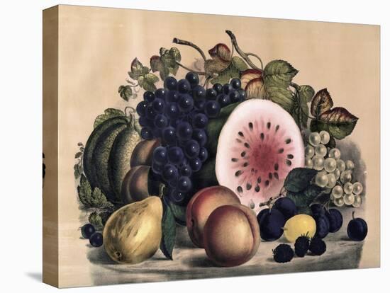 Autumn Fruit-Currier & Ives-Stretched Canvas