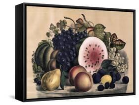 Autumn Fruit-Currier & Ives-Framed Stretched Canvas