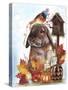 Autumn Greetings Bunny - with Background-Sheena Pike Art And Illustration-Stretched Canvas