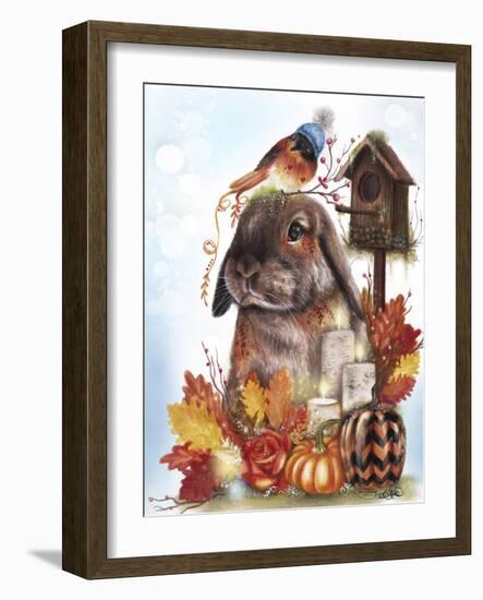 Autumn Greetings Bunny - with Background-Sheena Pike Art And Illustration-Framed Giclee Print