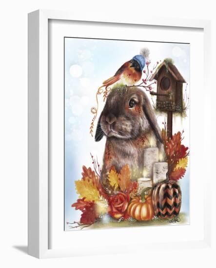 Autumn Greetings Bunny - with Background-Sheena Pike Art And Illustration-Framed Giclee Print