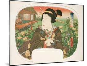 Autumn, Hanayashiki: a Geisha with a Pipe-Utagawa Kunisada-Mounted Giclee Print