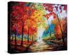 Autumn Impressions-Maya Green-Stretched Canvas