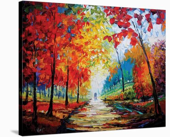 Autumn Impressions-Maya Green-Stretched Canvas