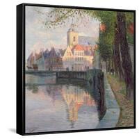 Autumn in Bruges-Omer Coppens-Framed Stretched Canvas