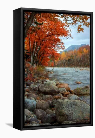 Autumn in New Hampshire, Riverside, Conway, Lincoln, Kancamagus-Vincent James-Framed Stretched Canvas