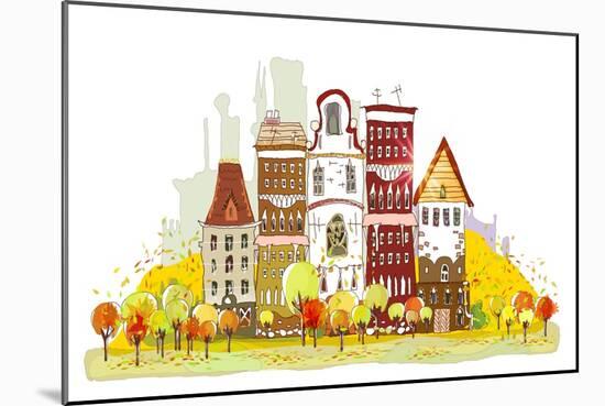 Autumn in the City-IR Stone-Mounted Art Print