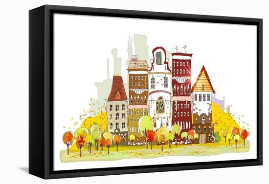 Autumn in the City-IR Stone-Framed Stretched Canvas