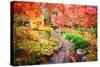 Autumn Japanese Garden with Maple-NicholasHan-Stretched Canvas