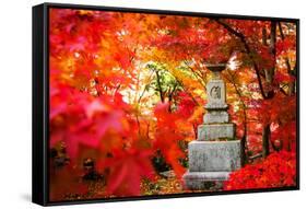 Autumn Japanese Garden with Maple-NicholasHan-Framed Stretched Canvas