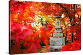 Autumn Japanese Garden with Maple-NicholasHan-Stretched Canvas