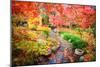 Autumn Japanese Garden with Maple-NicholasHan-Mounted Photographic Print