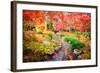 Autumn Japanese Garden with Maple-NicholasHan-Framed Photographic Print