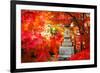 Autumn Japanese Garden with Maple-NicholasHan-Framed Photographic Print