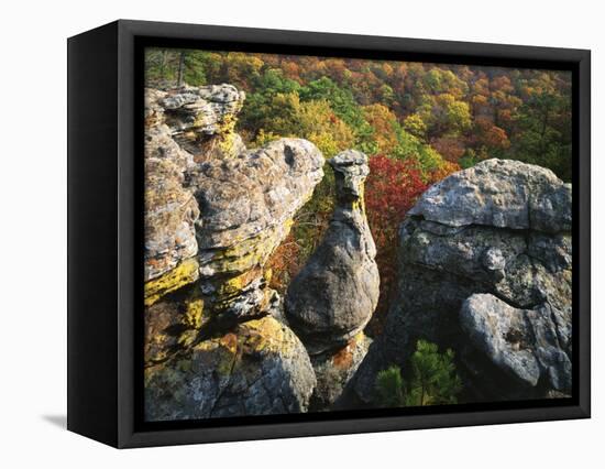 Autumn, Kings Bluff, Ozark-St. Francis National Forest, Arkansas, USA-Charles Gurche-Framed Stretched Canvas