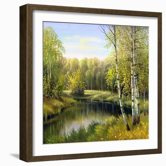 Autumn Landscape, Canvas, Oil-balaikin2009-Framed Art Print