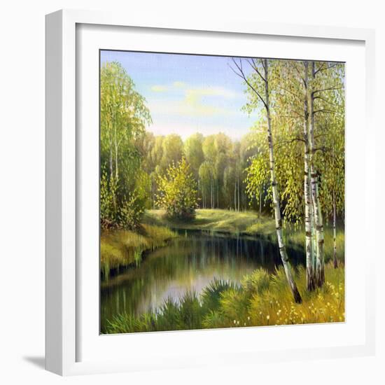 Autumn Landscape, Canvas, Oil-balaikin2009-Framed Art Print