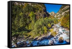 Autumn Landscape in Ordesa and Monte Perdido National Park, Huesca, Aragon, Spain-Stefano Politi Markovina-Framed Stretched Canvas