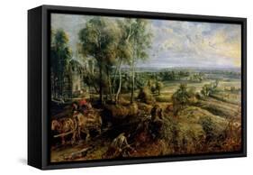 Autumn Landscape with a View of Het Steen in the Early Morning, c.1636-Peter Paul Rubens-Framed Stretched Canvas