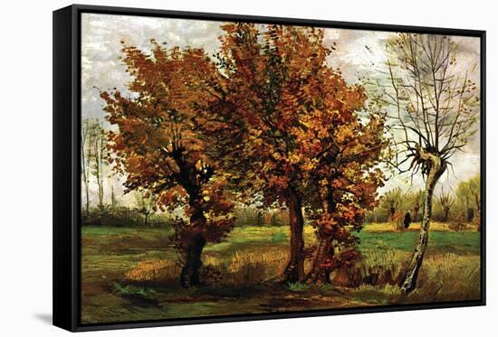 Autumn Landscape with Four Trees-Vincent van Gogh-Framed Stretched Canvas