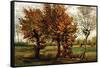 Autumn Landscape with Four Trees-Vincent van Gogh-Framed Stretched Canvas