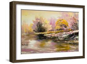 Autumn Landscape With Snow And The River-balaikin2009-Framed Art Print