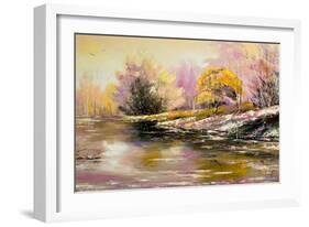 Autumn Landscape With Snow And The River-balaikin2009-Framed Art Print