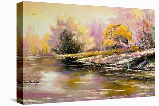 Autumn Landscape With Snow And The River-balaikin2009-Stretched Canvas