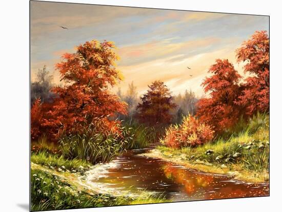 Autumn Landscape With The River-balaikin2009-Mounted Art Print