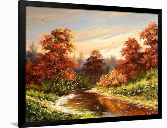 Autumn Landscape With The River-balaikin2009-Framed Art Print