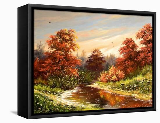 Autumn Landscape With The River-balaikin2009-Framed Stretched Canvas