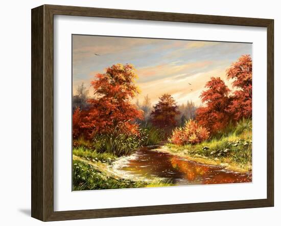 Autumn Landscape With The River-balaikin2009-Framed Art Print