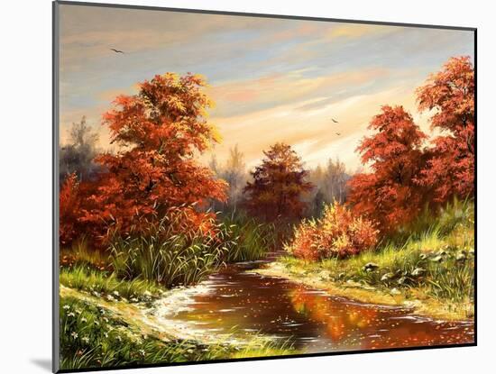 Autumn Landscape With The River-balaikin2009-Mounted Art Print