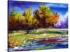 Autumn Landscape Wood On The Bank Of Lake-balaikin2009-Stretched Canvas