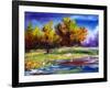 Autumn Landscape Wood On The Bank Of Lake-balaikin2009-Framed Art Print