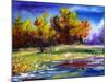 Autumn Landscape Wood On The Bank Of Lake-balaikin2009-Mounted Art Print