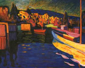 Autumn Landscapes with Boats-Wassily Kandinsky-Framed Textured Art